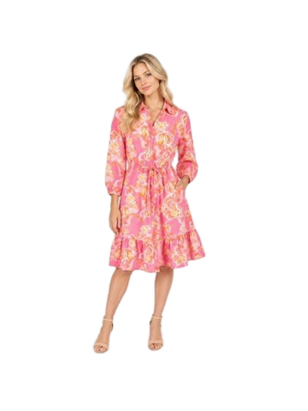 J. McLaughlin Foley Linen-Blend Dress Trinidad Abstract Pink Orange Retro Sz XS